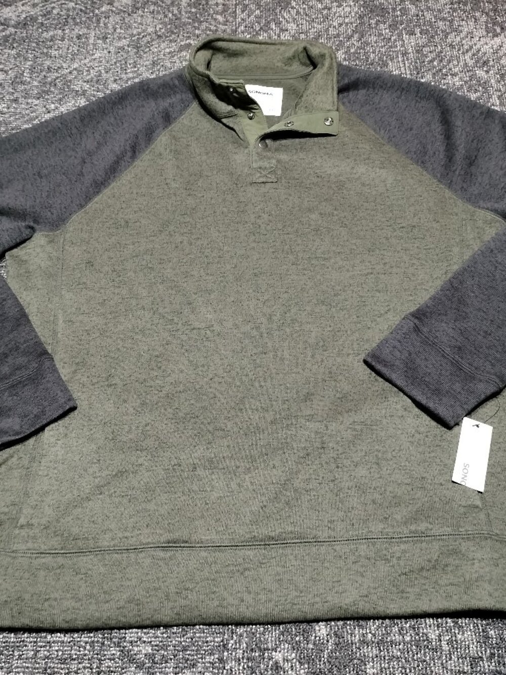 Sonoma Goods Men's XXL Supersoft Fleece Pullover Henley Hunter Green Black NEW